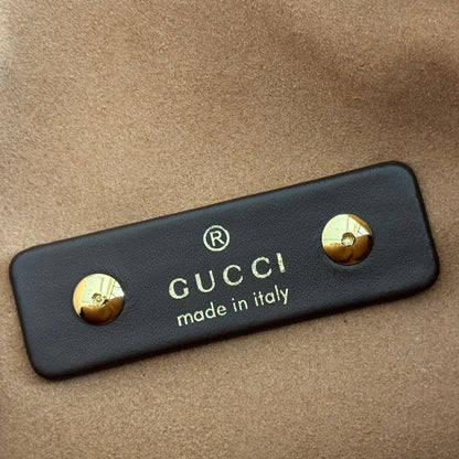GUCCI 25S HANDBAG 28 CM IN DARK CACAO BROWN SUEDE WITH GOLD HARDWARE