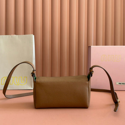 MIUMIU 26S POUCH BAG 18 IN DARK BROWN CALFSKIN GOLD HARDWARE
