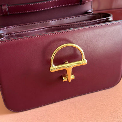GUCCI 26S SIENA TOP HANDLE BAG 25 IN DARK RED CALFSKIN