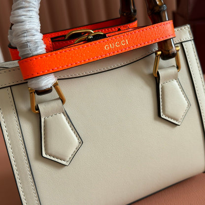 GUCCI 26S DIANA TOTE BAG 20 IN CREAM WHITE CALFSKIN