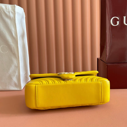 GUCCI 26S GG MARMONT BAG 26 IN YELLOW LAMBSKIN