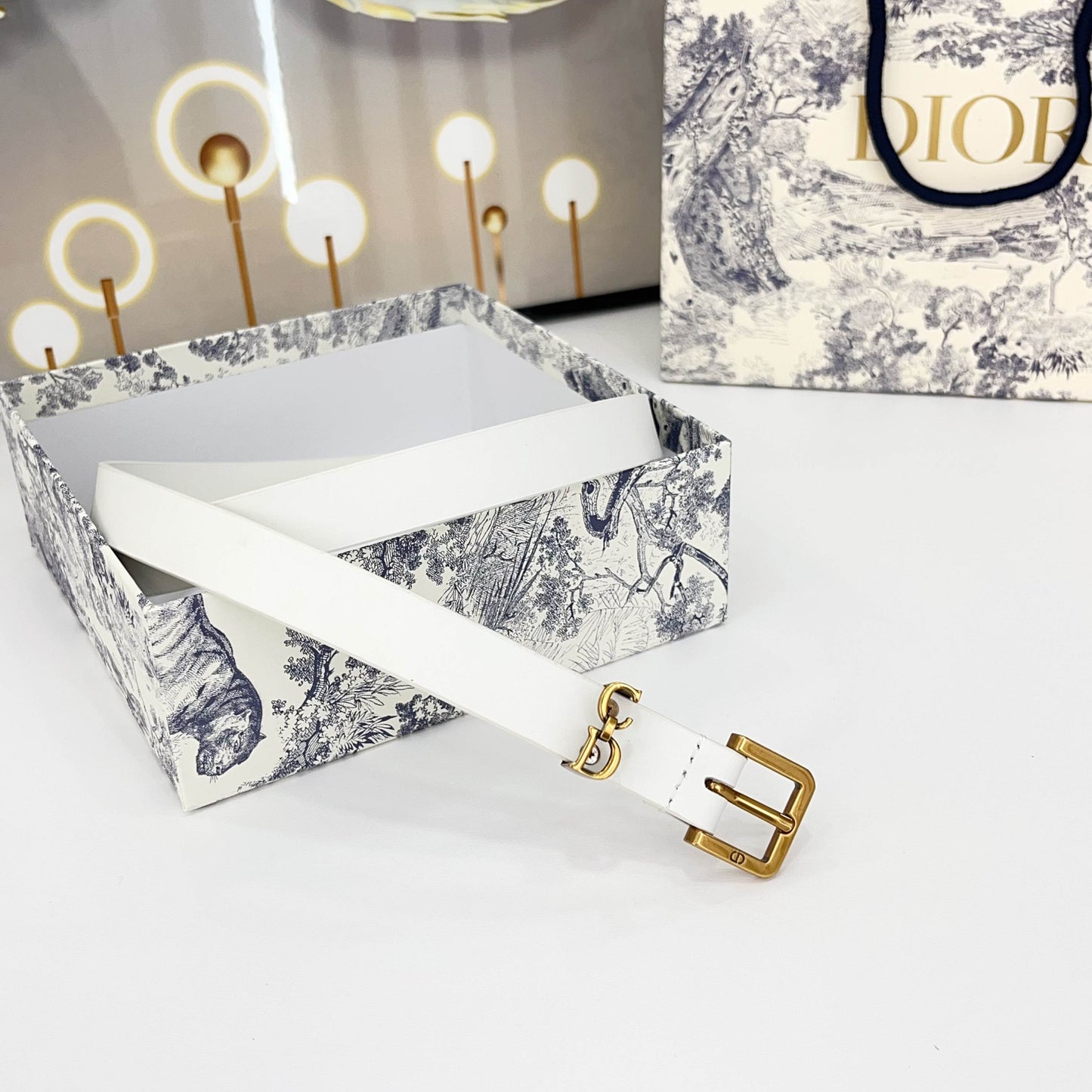 DIOR 25S BELT 20 MM IN WHITE CALFSKIN 570114