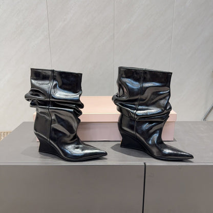 BALMAIN 26S BOOT 75 MM IN BLACK CALFSKIN