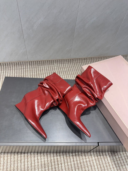 BALMAIN 26S BOOT 75 MM IN RED CALFSKIN