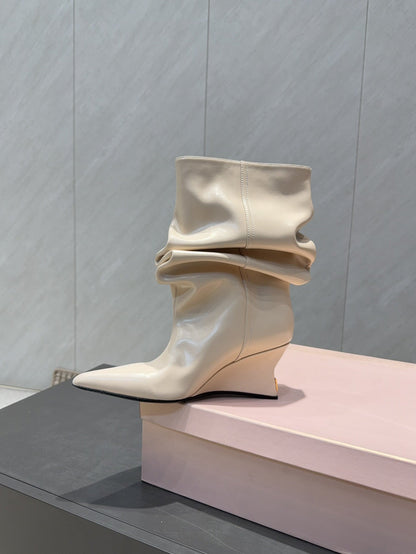 BALMAIN 26S BOOT 75 MM IN LIGHT BEIGE CALFSKIN