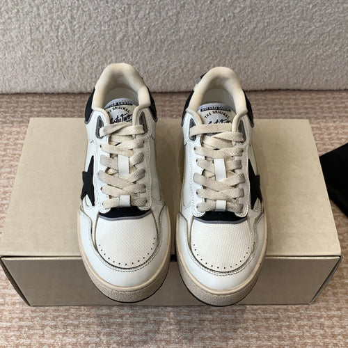 FORTY2 SNEAKERS WITH BLACK STAR AND WHITE LEATHER HEEL TAB