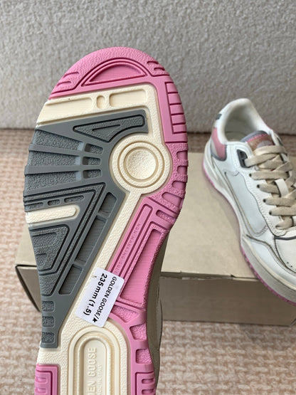 FORTY2 SNEAKERS WITH PINK STAR AND WHITE LEATHER HEEL TAB