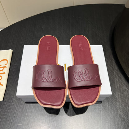 CHLOÉ 26S SANDALS IN DARK RED CALFSKIN