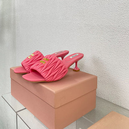 Women's Mid - Heel Rose Leather