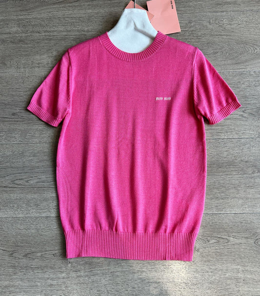 MIUMIU SHORT-SLEEVE KNIT TOP STYLE 423