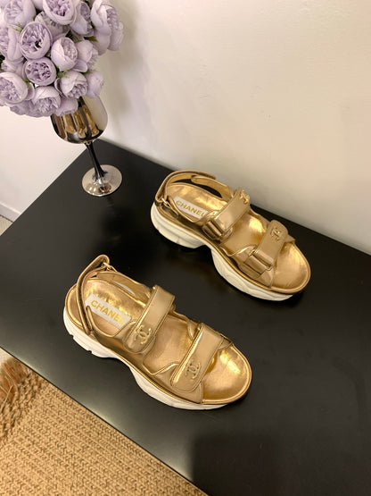SANDAL 25S IN GLITTER GOLDEN LAMBSKIN