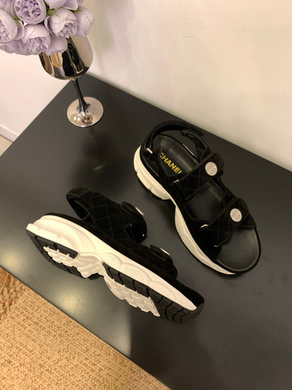 SANDAL 25S IN BLACK SUEDUE FABRIC