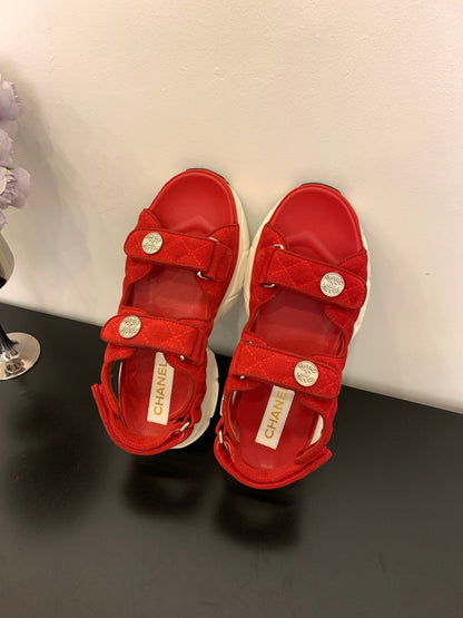 SANDAL 25S IN RED SUEDUE FABRIC