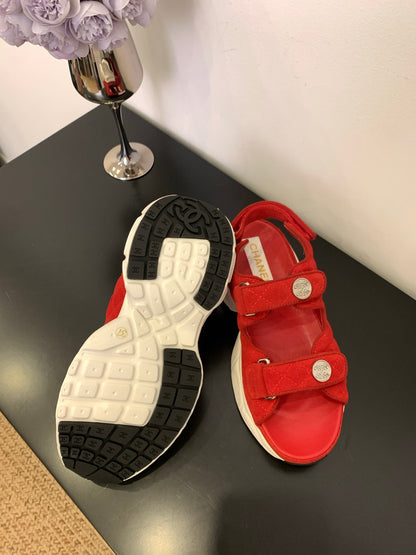 SANDAL 25S IN RED SUEDUE FABRIC