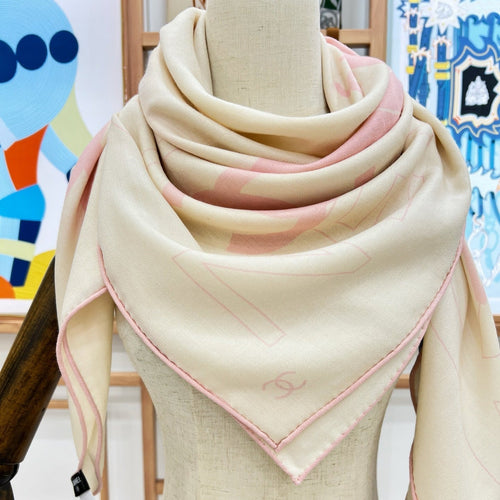 CHANEL 25S SCARF 135 IN CASHMERE SILK 737234