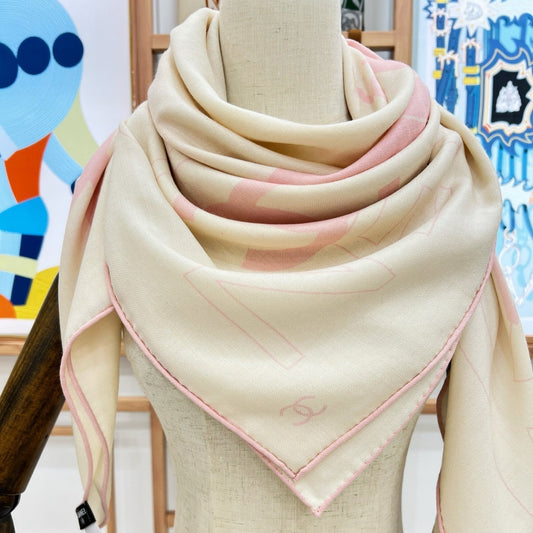 CHANEL 25S SCARF 135 IN CASHMERE SILK 737234