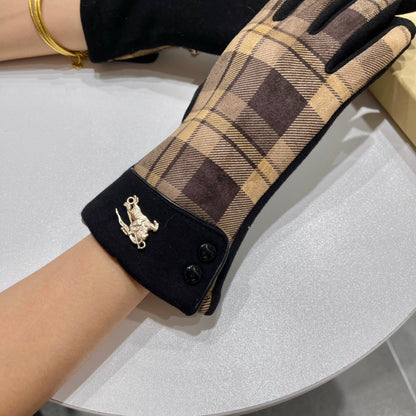 GLOVES IN BROWN AND BLACK WOOL 183680