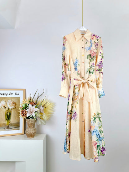 HALLIDAY TUCKED SHIRT DRESS 25S IN LINEN 266345