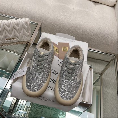 SPACE-STAR CUBE SNEAKERS IN SILVER GLITTER WITH GREY STAR