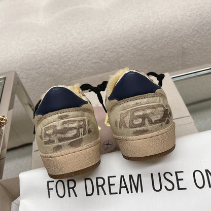 BALL STAR SNEAKERS IN RODEO DUST BEIGE CALFSKIN WITH GREEN STAR BLUE HEEL TAB