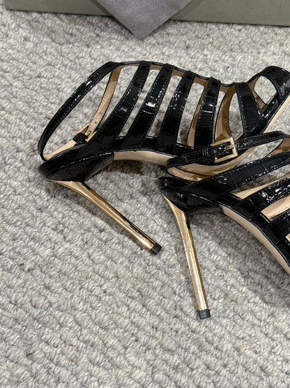 HIGH SANDAL 10 CM IN BLACK CALFSKIN