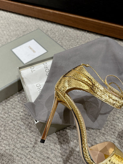 HIGH HEEL 10 CM SANDAL IN GOLD CALFSKIN 684363