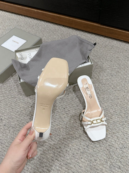 WHITNEY HIGH 6 CM MULE IN WHITE CROCODILE LEATHER