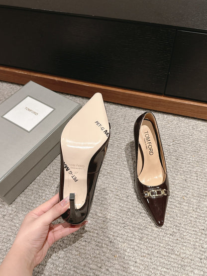 ROMAN HIGH-HEEL 10 CM IN PECAN BROWN CALFSKIN