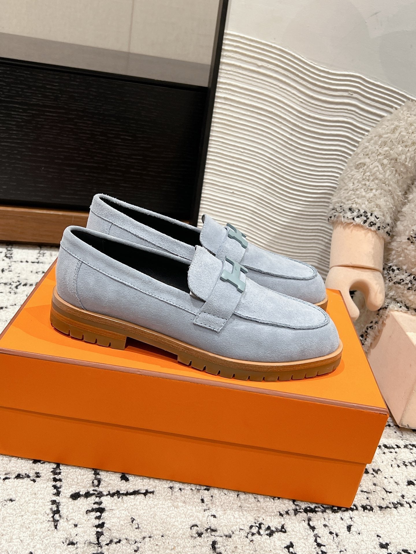 HM PARIS LOAFER IN BLUE SUEDE BLUE HARDWARE