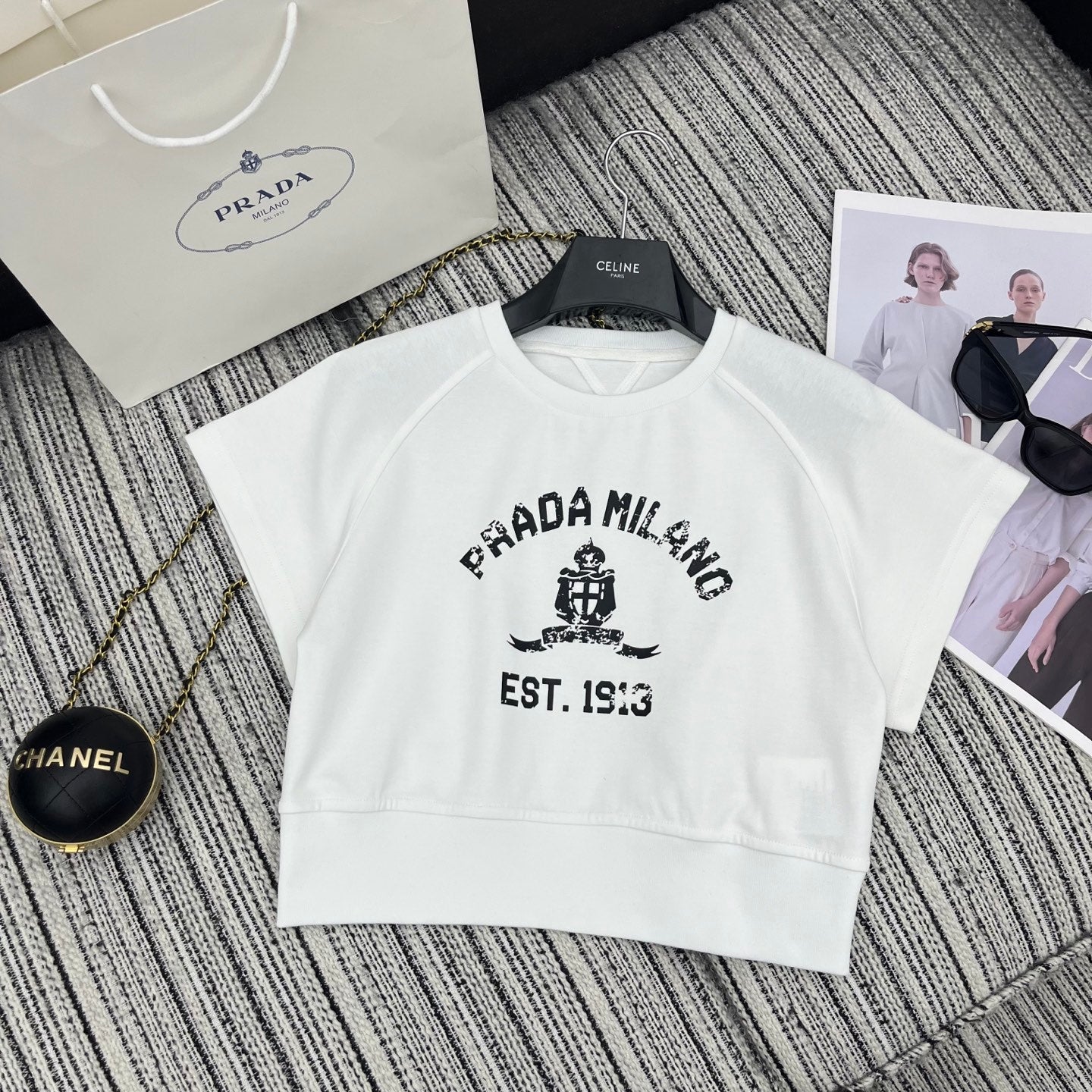 PRADA 25S SHORT-SLEEVE CREW NECK SWEATSHIRT SET 352