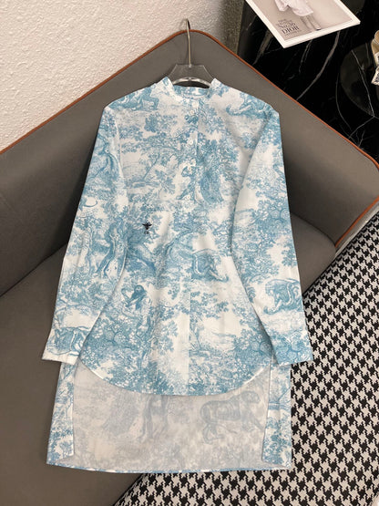 DIO LONG SLEEVE SHIRT WITH MANDARIN COLLAR 25S IN POLYESTER 266663