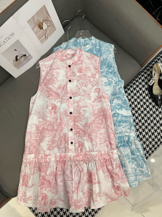DIOR TIMELESS HIGH-NECK MIDI SILK FABRIC