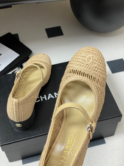 HIGH BALLET MARY JANE 50MM IN NATURAL BEIGE RAFFIA