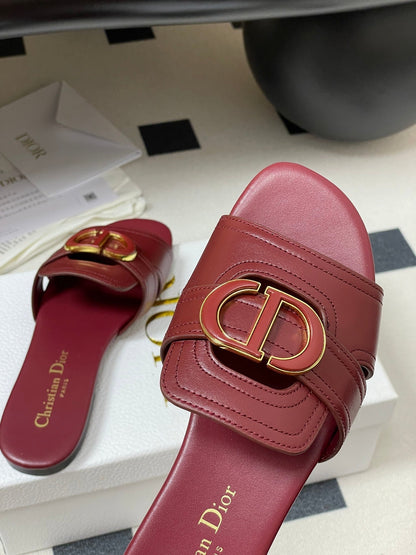 DIOR CLASSIC MONTAIGNE SANDALS 25S IN DARK RED LAMBSKIN WITH CD LOGO