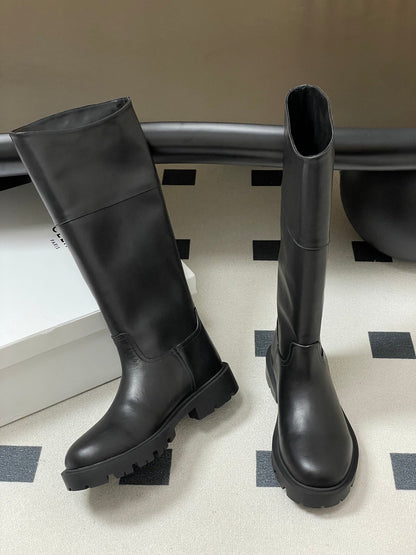 CELINE 26S MARGARET HIGH BOOTS IN BLACK CALFSKIN