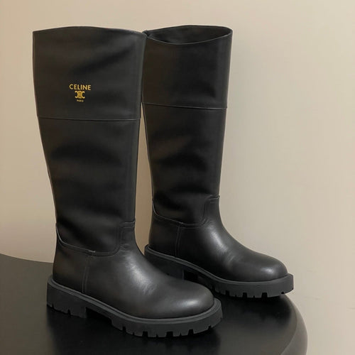 CELINE 26S MARGARET HIGH BOOTS IN BLACK CALFSKIN