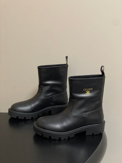 CELINE 26S MARGARET ANKLE BOOTS IN BLACK CALFSKIN