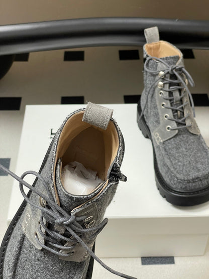 LOEWE 26S ANKLE BOOTS IN GRAY FABRIC