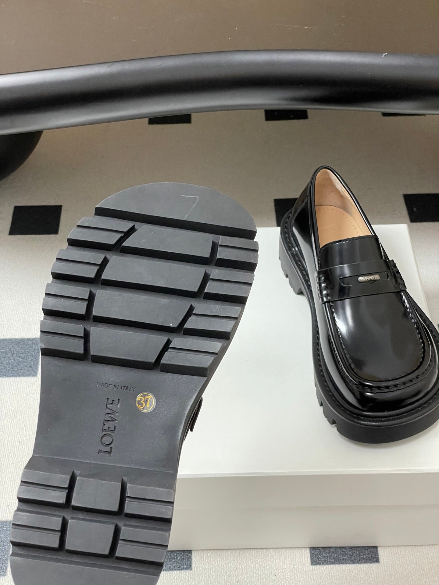 LOEWE 26S LOAFER IN BLACK PATENT CALFSKIN