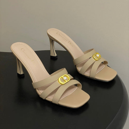 DIOR 26S HIGH HEEL SANDALS 80 MM IN WARM BEIGE BROWN CALFSKIN