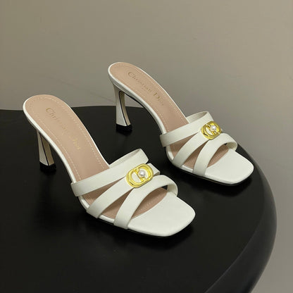 DIOR 26S HIGH HEEL SANDALS 80 MM IN WHITE CALFSKIN
