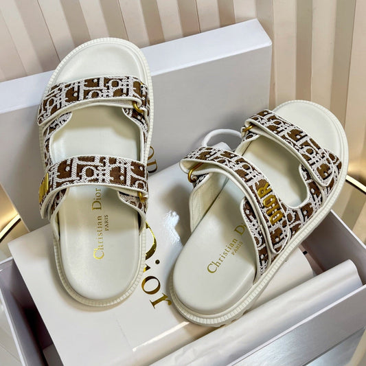 DIORACT SLIDES 25MM IN BROWN TWEED