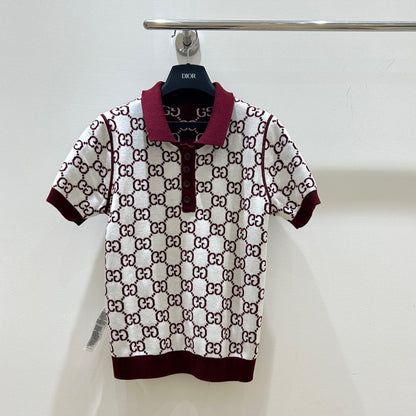 GUCCI SHORT-SLEEVE KNIT POLO STYLE 42