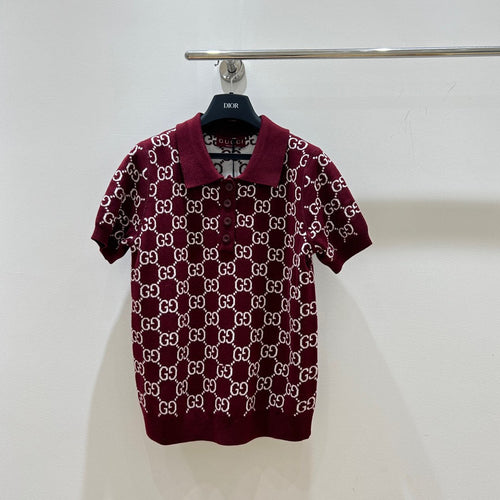 GUCCI SHORT-SLEEVE KNIT POLO STYLE 42