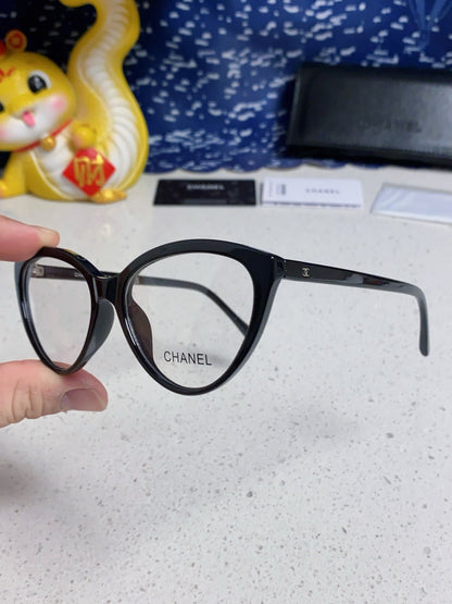 CAT EYE SUNGLASSES CH3393 IN BLACK ACETATE CLEAR LENSES
