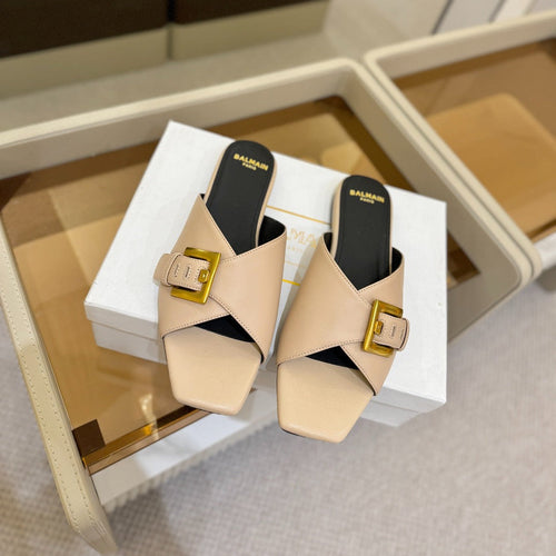 BALMAIN 26S SANDALS IN BEIGE CALFSKIN