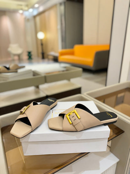 BALMAIN 26S SANDALS IN BEIGE CALFSKIN