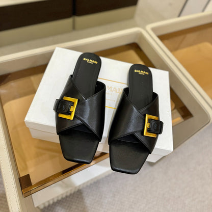 BALMAIN 26S SANDALS IN BLACK CALFSKIN