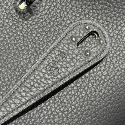 HERMES 25S MEDIUM LINDY 26 IN CHARCOAL GRAY CALFSKIN SILVER HARDWARE