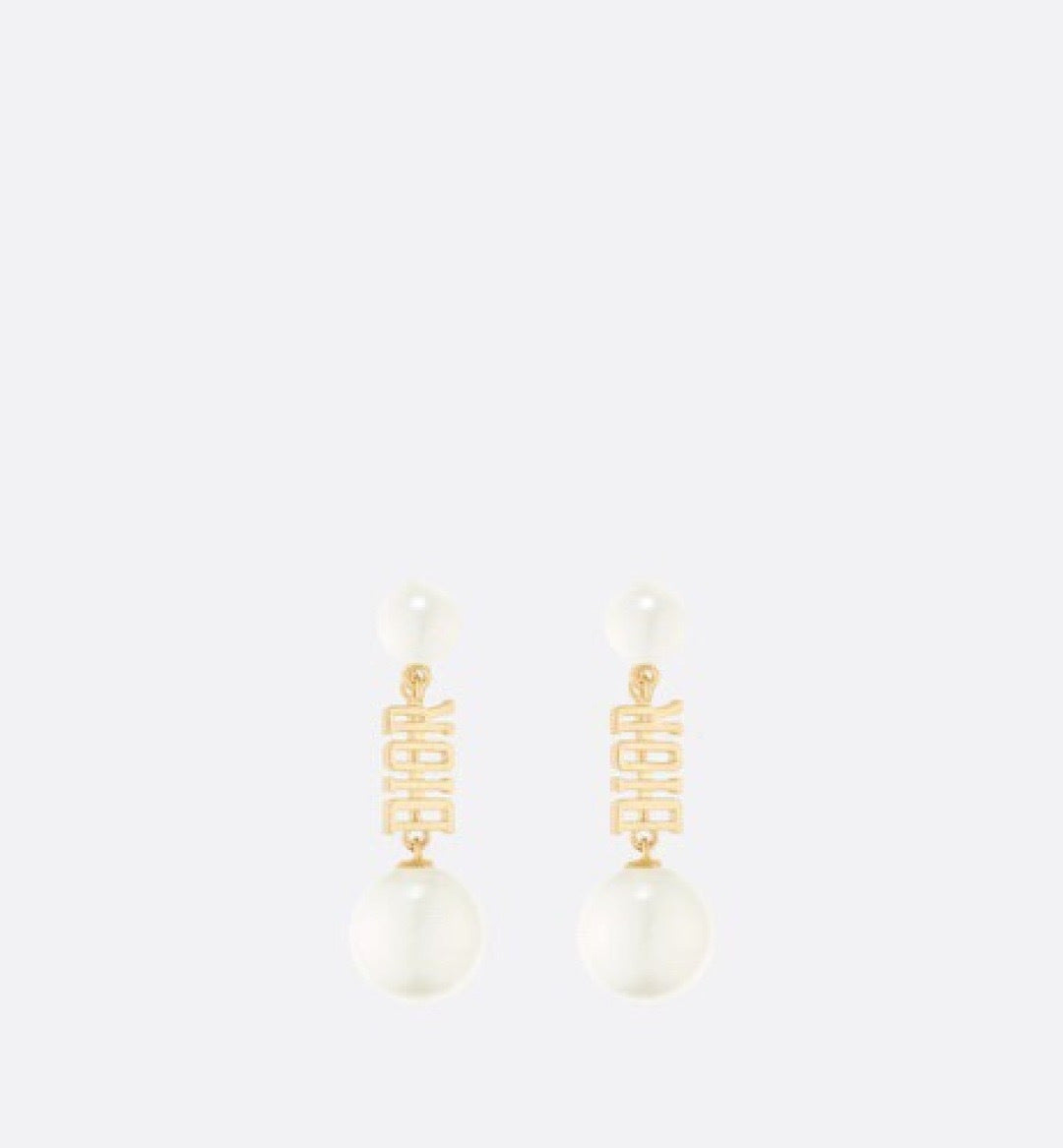 CD 26S PEARL DROP LOGO EARRINGS IN GOLD TONE METAL 631068